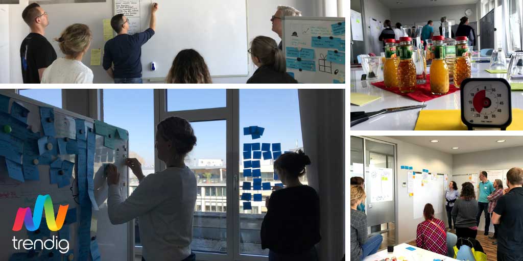 Several pictures in a collage related to design sprint