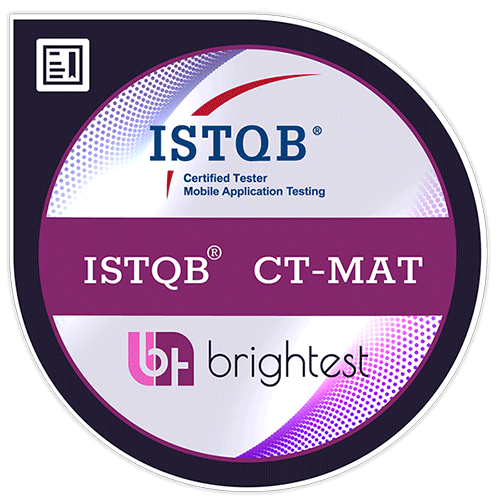 Digital Badge from the certification company Brightest for ISTQB® Certified Tester Foundation Level - Mobile Application Testing